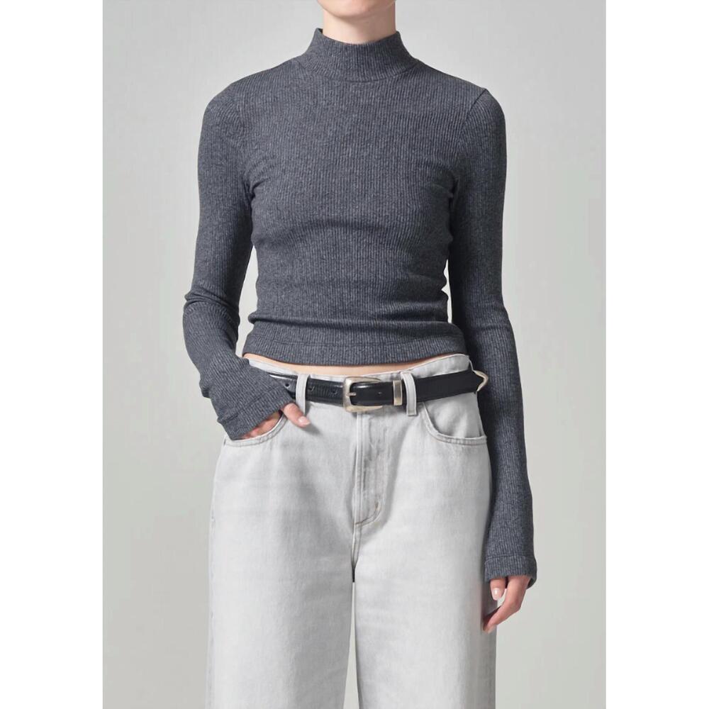 NEW CITIZENS OF HUMANITY annatole mock neck sweater in charcoal